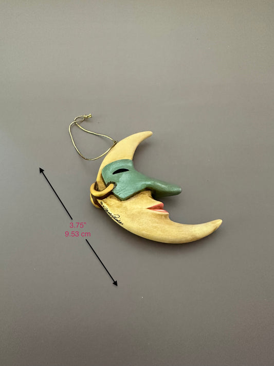 Moon Face Ornament with Masquerade Mask