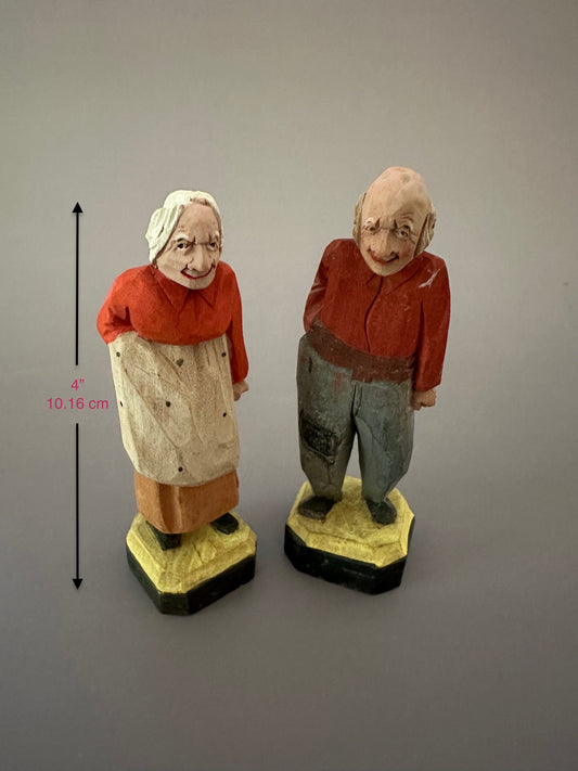 Carved Wooden Couple Figures — Pair