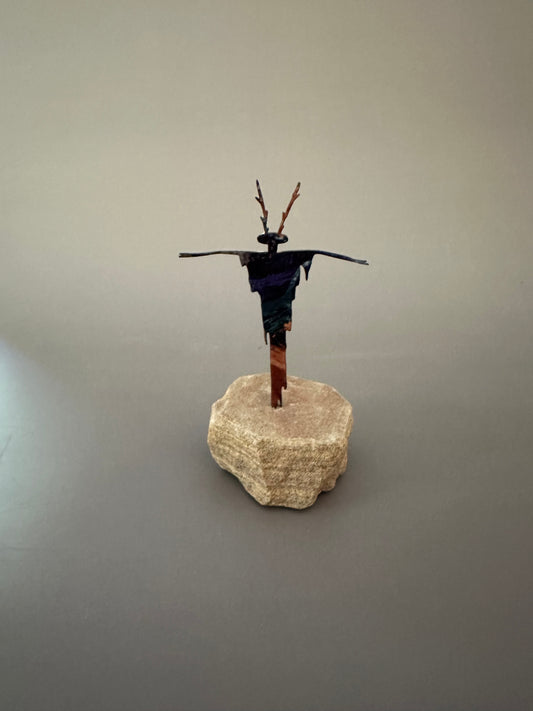 Abstract Metal Figure on Sandstone Base