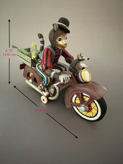 Whimsical Cat on Motorcycle