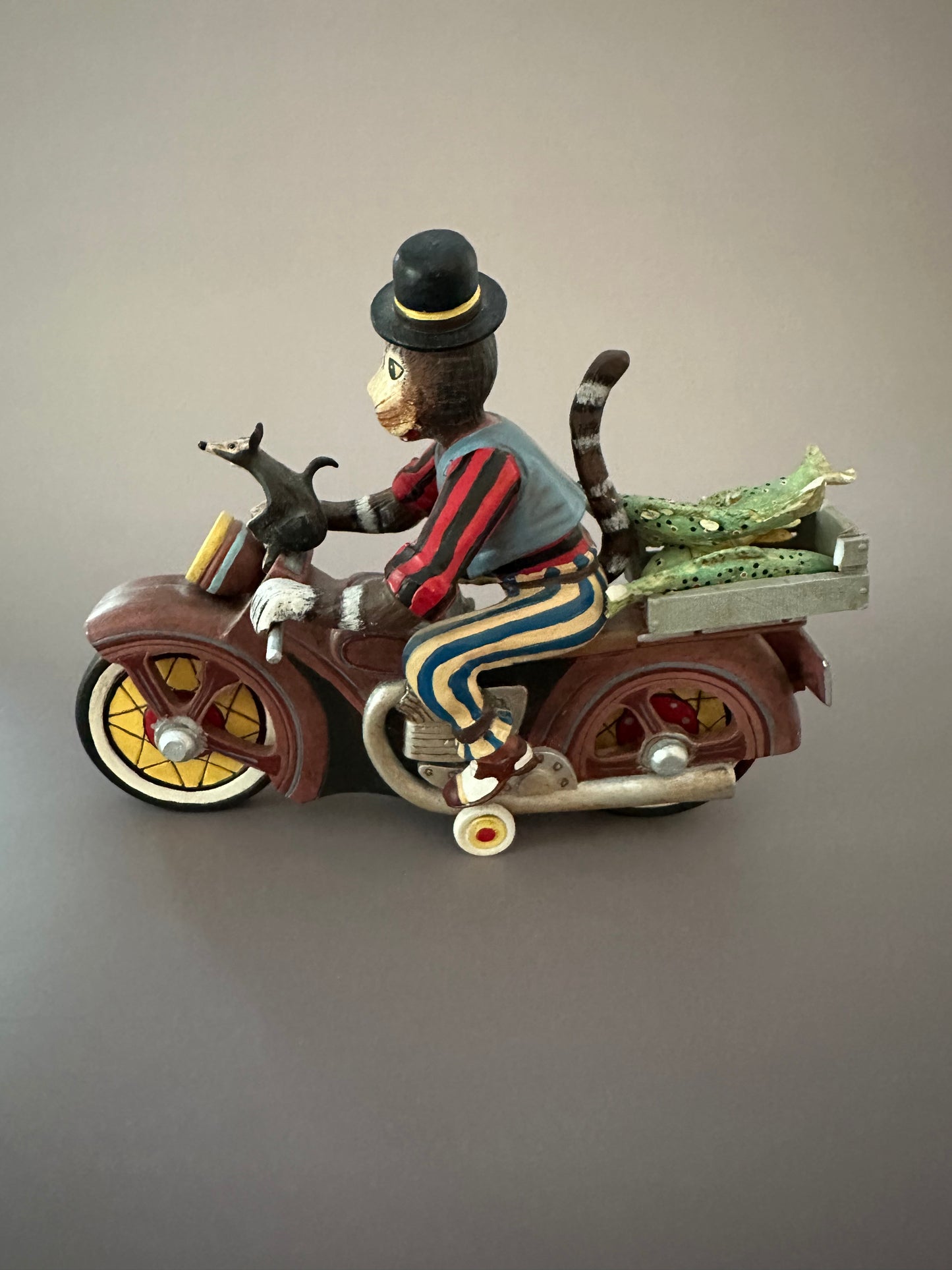 Whimsical Cat on Motorcycle