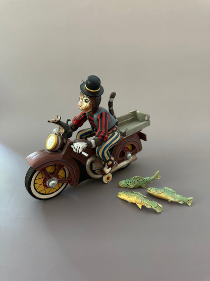 Whimsical Cat on Motorcycle