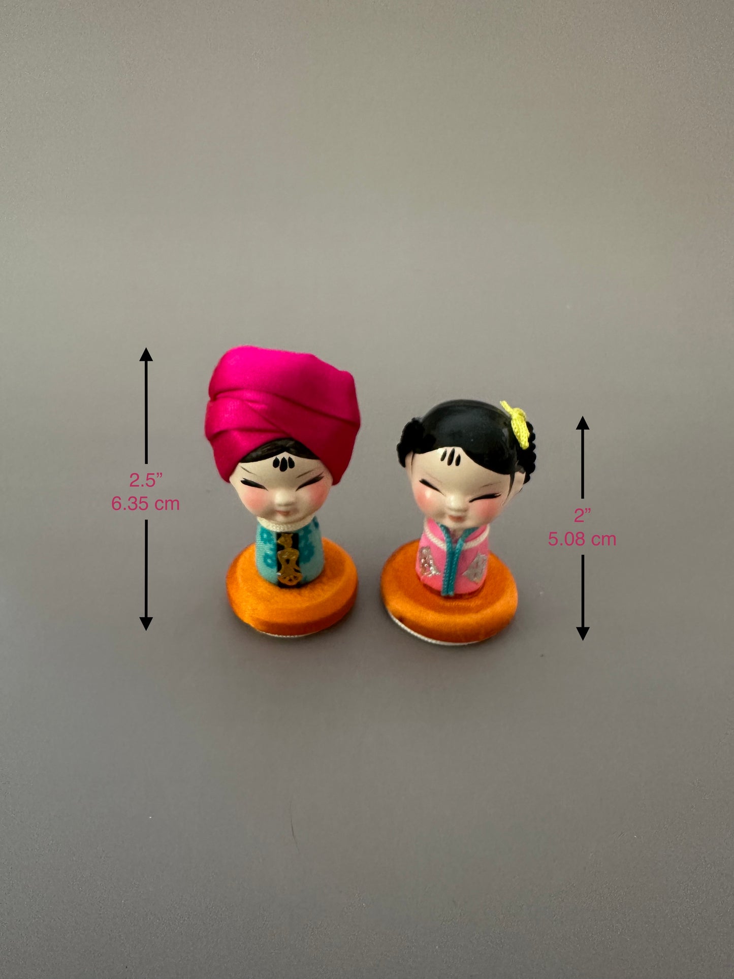 Indian Hand-Decorated Dolls — Set of 2