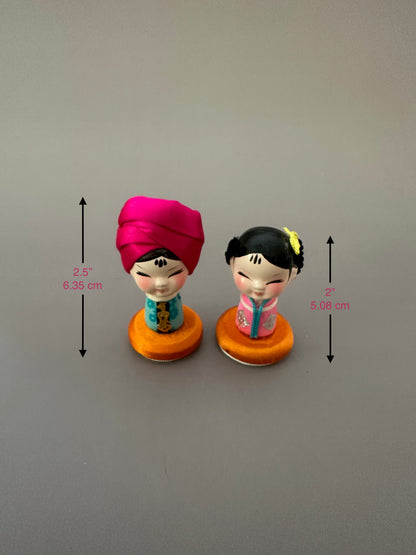 Indian Hand-Decorated Dolls — Set of 2