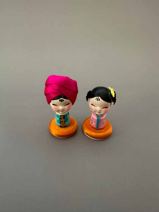 Indian Hand-Decorated Dolls — Set of 2
