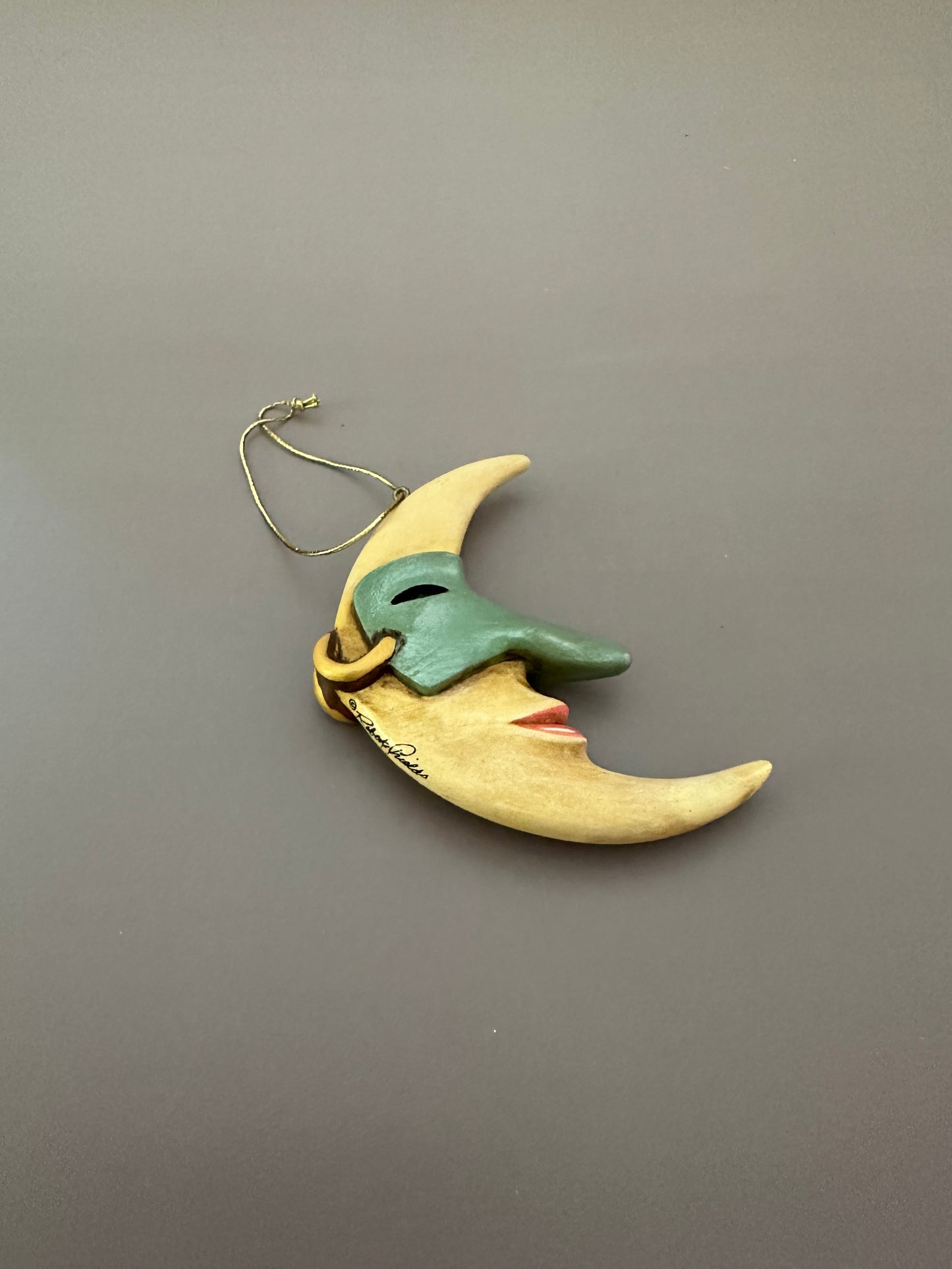 Moon Face Ornament with Masquerade Mask