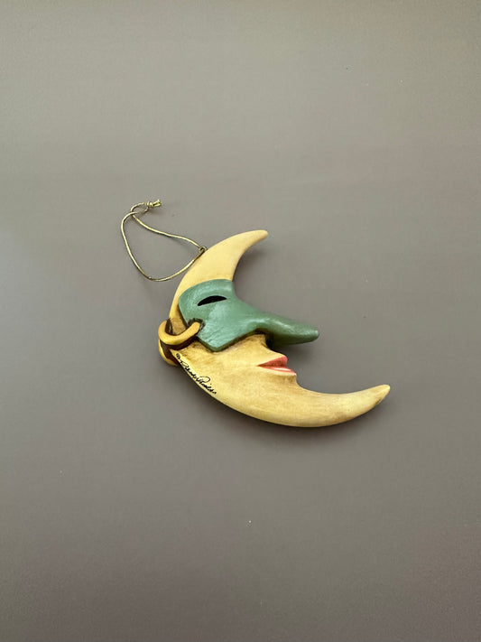 Moon Face Ornament with Masquerade Mask