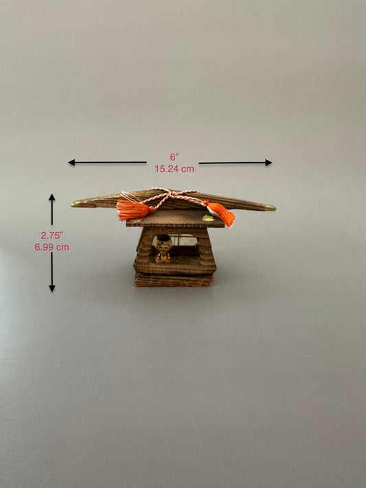 Vintage Wooden Dwelling with Kokeshi Figures